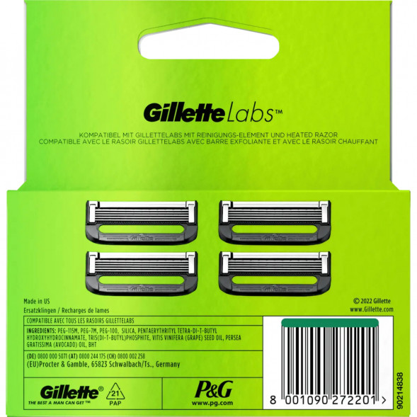 Лезвия для бритвы Gillette Labs, 4 шт. в Москве