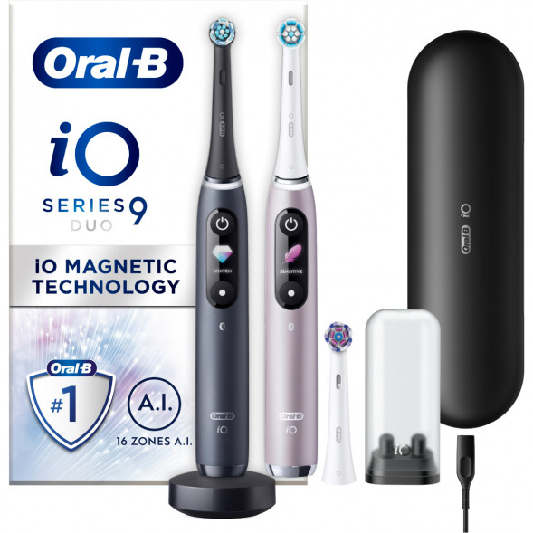 Набор из 2-х электрических зубных щеток Oral-B iO Series 9 Duo, Black Onyx и Rose Quartz в Москве