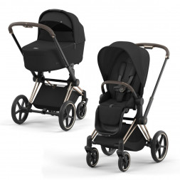Коляска 2 в 1 Cybex Priam IV Sepia Black, шасси Rosegold