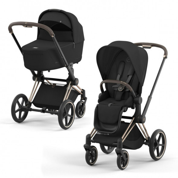 Коляска 2 в 1 Cybex Priam IV Sepia Black, шасси Rosegold в Москве