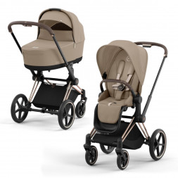 Коляска 2 в 1 Cybex Priam IV Cozy Beige, шасси Rosegold
