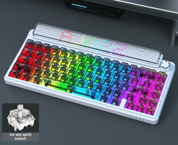 Беспроводная игровая механическая клавиатура Ajazz Pixel 68, 8K, Hot-Swap, RGB, с матричным LED экраном в Москве