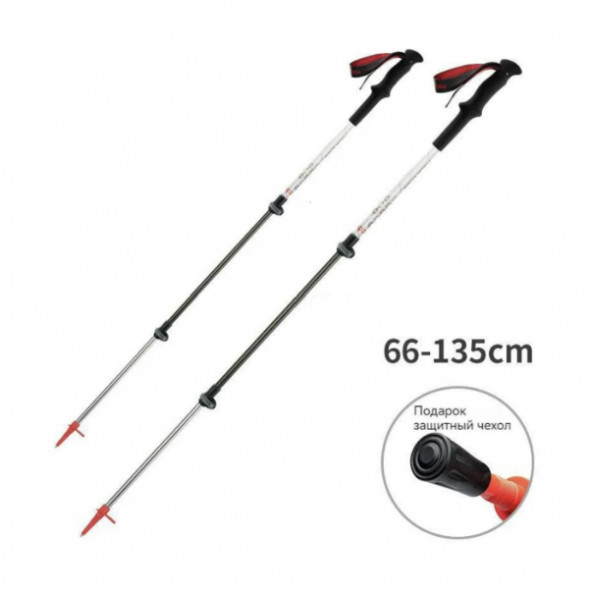 Треккинговая палка Naturehike 135 см, 1 шт., белый/красный в Москве