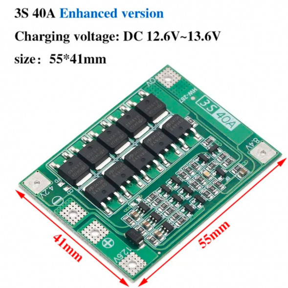 Плата защиты аккумулятора BMS 3S 40A 12.6 для Li-ion в Москве