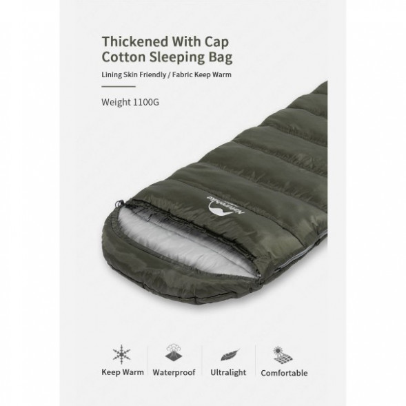 Спальный мешок Naturehike U350S (Правый), коричневый в Москве