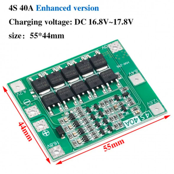 Плата защиты аккумулятора BMS 4S 40A 16.8 для Li-ion в Москве