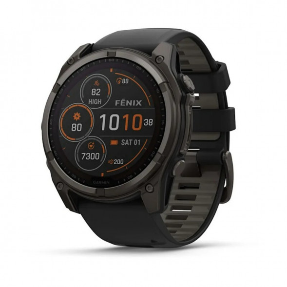 Умные часы Garmin Fenix 8, 51 мм, Solar, Sapphire Carbon Gray DLC Titanium with Black/Pebble Gray Silicone 010-02907-10 в Москве