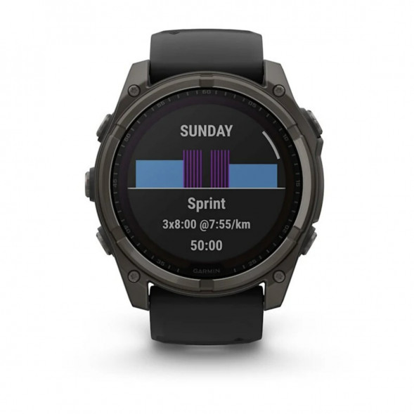 Умные часы Garmin Fenix 8, 51 мм, Solar, Sapphire Carbon Gray DLC Titanium with Black/Pebble Gray Silicone 010-02907-10 в Москве