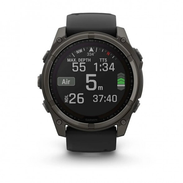 Умные часы Garmin Fenix 8, 51 мм, Solar, Sapphire Carbon Gray DLC Titanium with Black/Pebble Gray Silicone 010-02907-10 в Москве