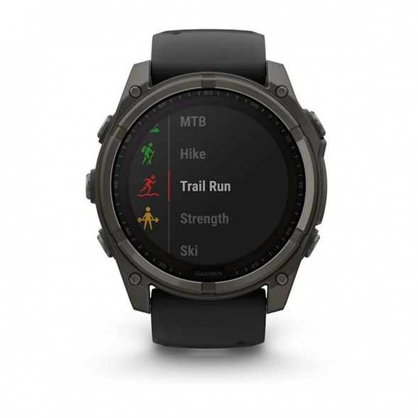 Умные часы Garmin Fenix 8, 51 мм, Solar, Sapphire Carbon Gray DLC Titanium with Black/Pebble Gray Silicone 010-02907-10 в Москве