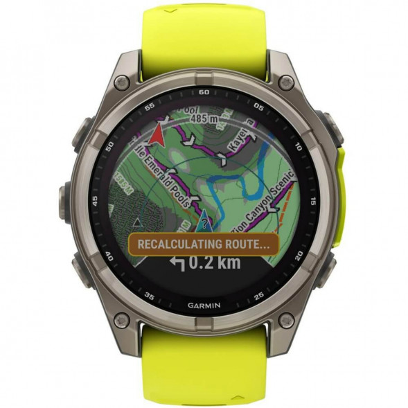 Умные часы Garmin Fenix 8, 51 мм, Solar, Sapphire Titanium with AMP Yellow/Graphite Silicone Band 010-02907-20 в Москве