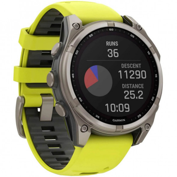 Умные часы Garmin Fenix 8, 51 мм, Solar, Sapphire Titanium with AMP Yellow/Graphite Silicone Band 010-02907-20 в Москве