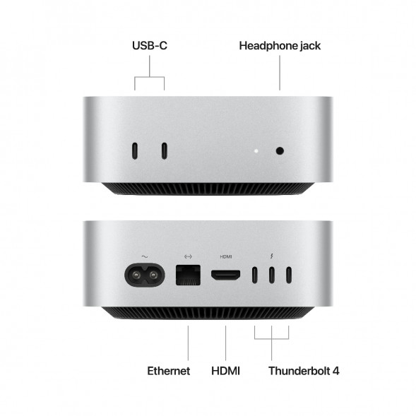 Компьютер Apple Mac mini M4 2024 (MU9D3) (10 Core GPU, 16ГБ, 256ГБ SSD, Apple, macOS), серебристый в Москве