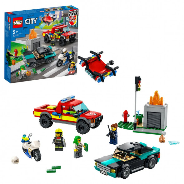 Конструктор LEGO City Fire 60319 Пожарная бригада и полицейская погоня в Москве