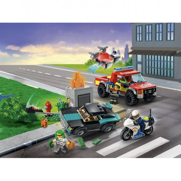Конструктор LEGO City Fire 60319 Пожарная бригада и полицейская погоня в Москве