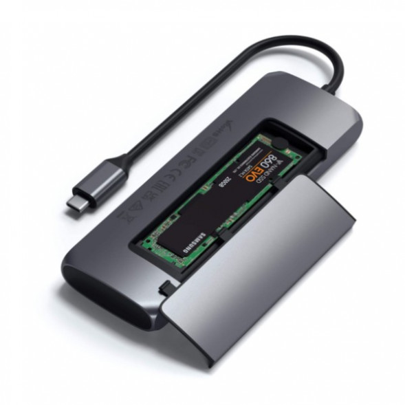 Док-станция Satechi USB-C Hybrid Multiport Adapter (with SSD Enclosure M.2 SATA, 2xUSB 3.1, USB Type-C, HDMI), Серый ST-UCHSEM в Москве