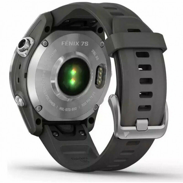 Умные часы Garmin Fenix 7s серебристый с графитовым силиконовым ремешком 010-02539-01 в Москве