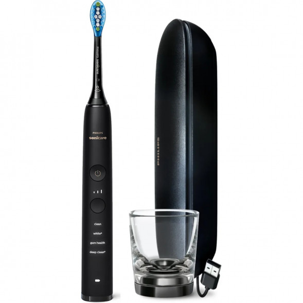 Электрическая зубная щетка Philips Sonicare Diamond Clean 9000 с USB-футляром и зарядным стеклом HX9911/09 в Москве