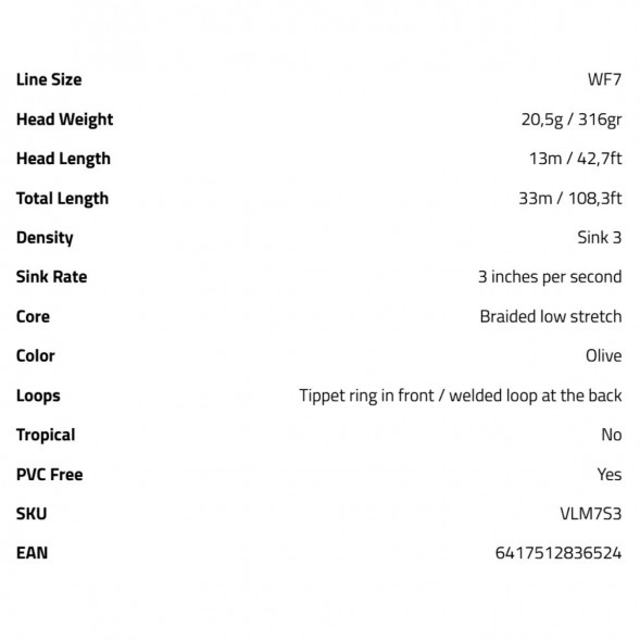 Рыболовная леска Vision Stillmaniac Fly Line, Sink 3 WF7S3 в Москве