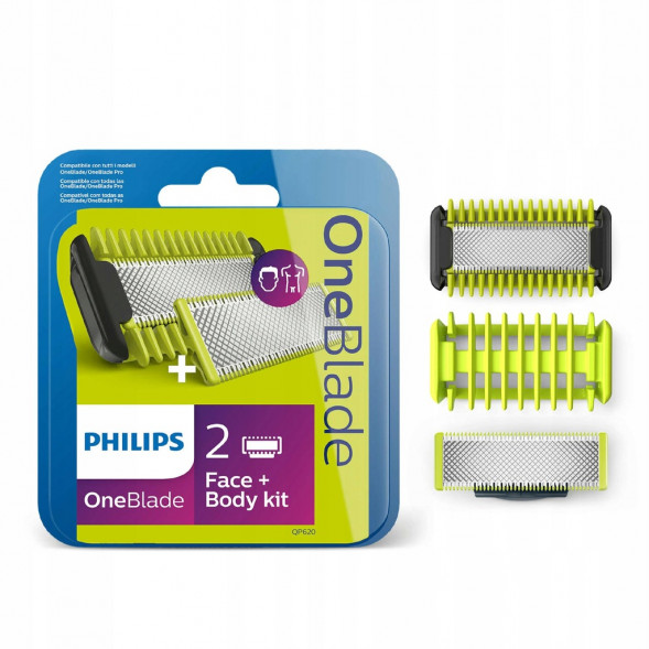 Сменные лезвия Philips OneBlade 2 шт. + 1 шт. Body kit QP620/50 в Москве