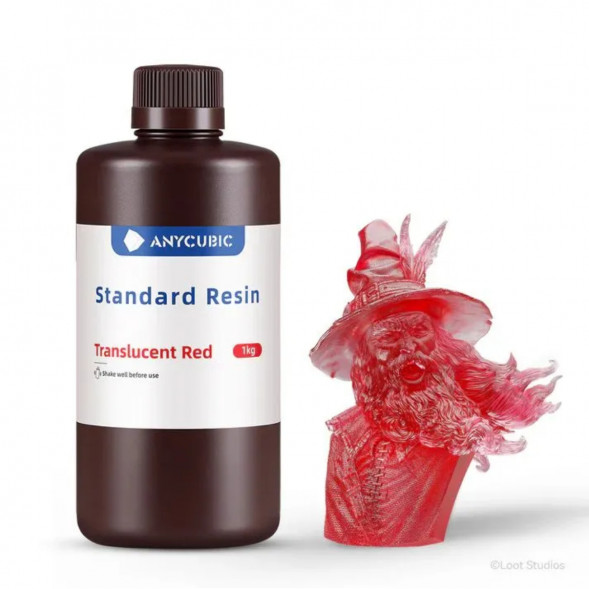 Фотополимерная смола Anycubic Standard Resin для 3D принтера Полупрозрачный красный (Tran-Red), 1 кг в Москве