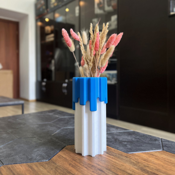 Ваза HatRom Drip, белый-синий в Москве